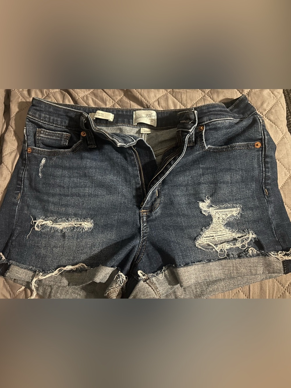 Universal Thread Distressed Denim Jean Shorts - Dark Blue
